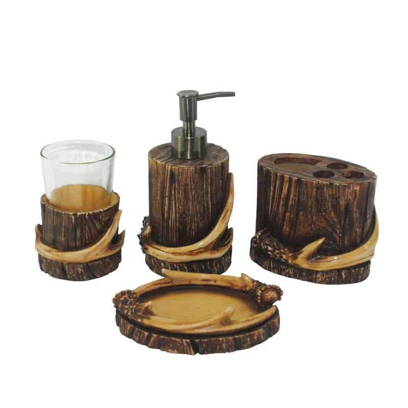 Brown Resin Antler Rustic Cabin Lodge Soap Lotion Dispenser