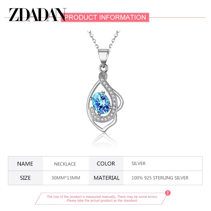 925 Sterling Silver Ruby Zircon Necklaces for Women Fashion Wedding Jewelry Gift