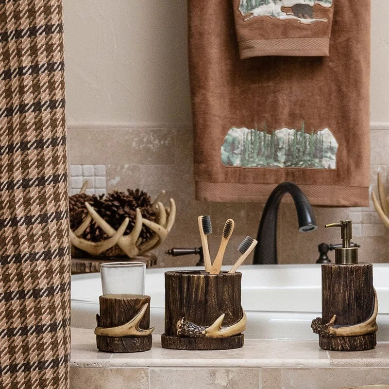 Brown Resin Antler Rustic Cabin Lodge Soap Lotion Dispenser