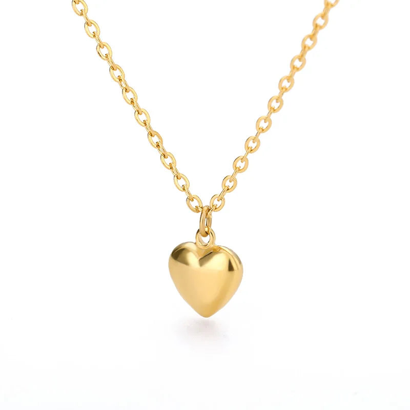 Zircon Heart Necklace for Women Stainless Steel Gold Color Star Girl Chain Collar Necklace Luxury Wedding Jewelry
