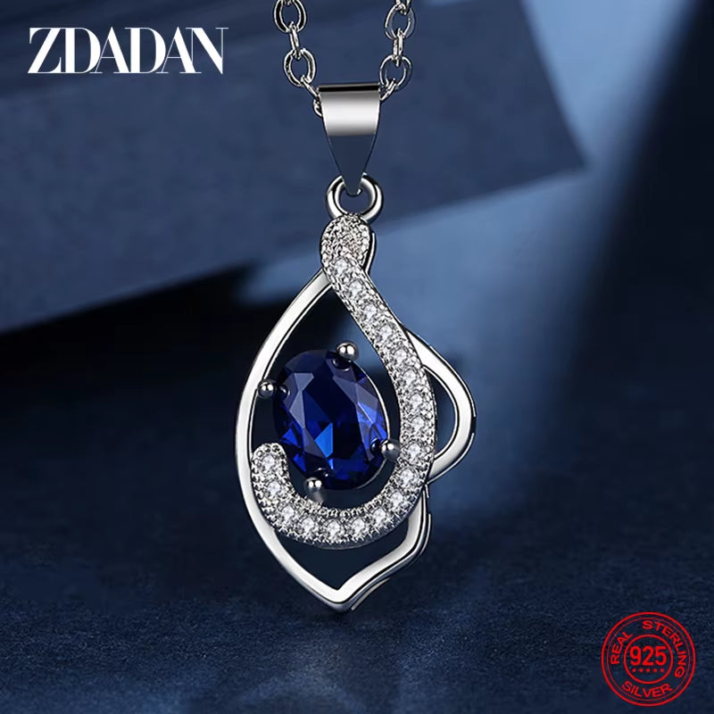 925 Sterling Silver Ruby Zircon Necklaces for Women Fashion Wedding Jewelry Gift