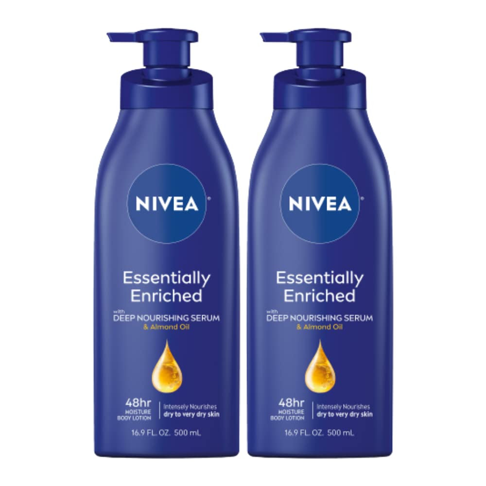 NIVEA Essentially Enriched Body Lotion for Dry Skin, Pack of 2, 16.9 Fl OZ Pump.