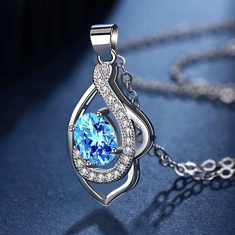 925 Sterling Silver Ruby Zircon Necklaces for Women Fashion Wedding Jewelry Gift