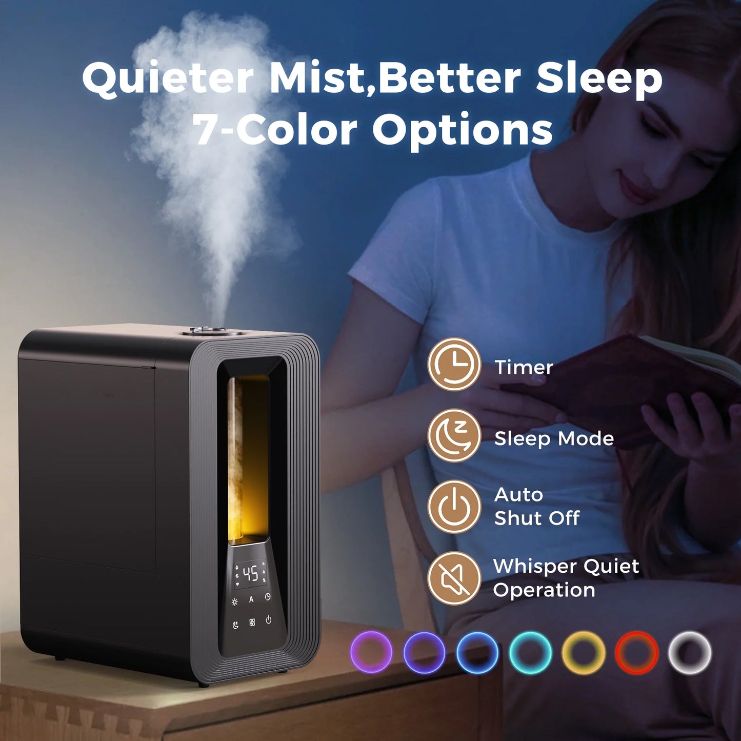 6L Cool Mist Humidifier, Quiet Ultrasonic Humidifiers for Bedroom, Large Capacity with Oil Diffuser for Home Large Room