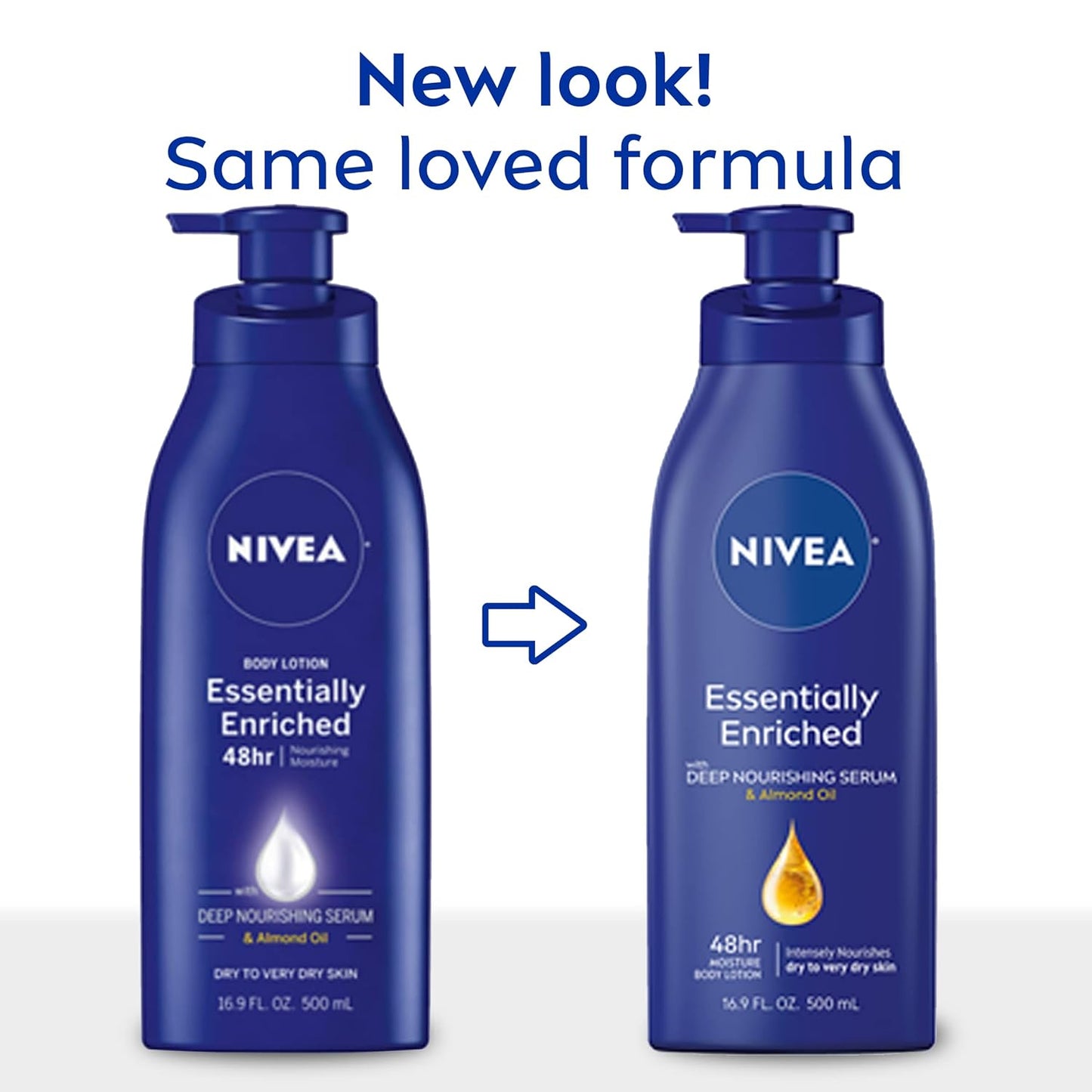 NIVEA Essentially Enriched Body Lotion for Dry Skin, Pack of 2, 16.9 Fl OZ Pump.