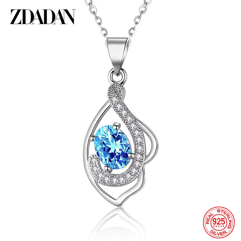 925 Sterling Silver Ruby Zircon Necklaces for Women Fashion Wedding Jewelry Gift