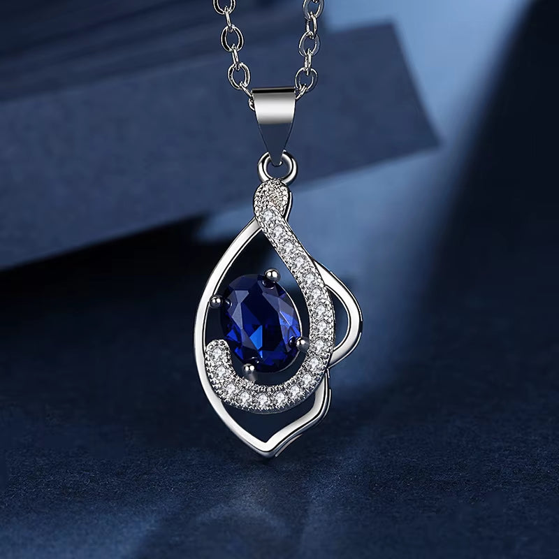 925 Sterling Silver Ruby Zircon Necklaces for Women Fashion Wedding Jewelry Gift