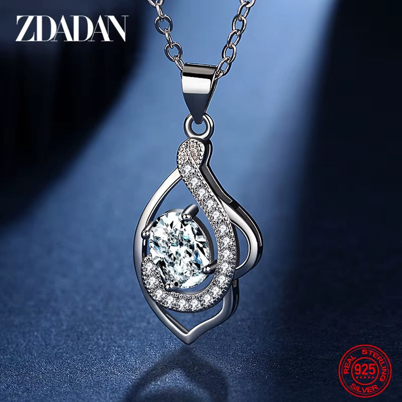 925 Sterling Silver Ruby Zircon Necklaces for Women Fashion Wedding Jewelry Gift