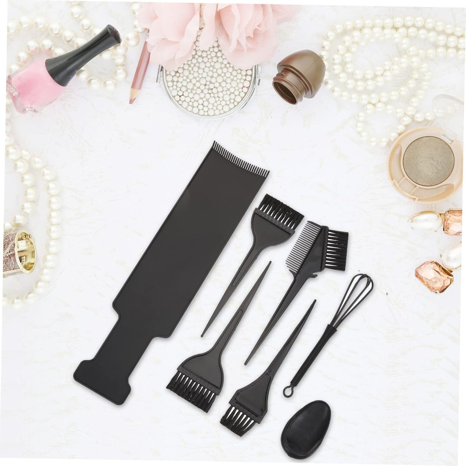 1Set Hair Dyeing Tools Hair Color Brush and Bowl Kit for and Salon Use Includes Mixing Spoon and Highlighting Board Random Style