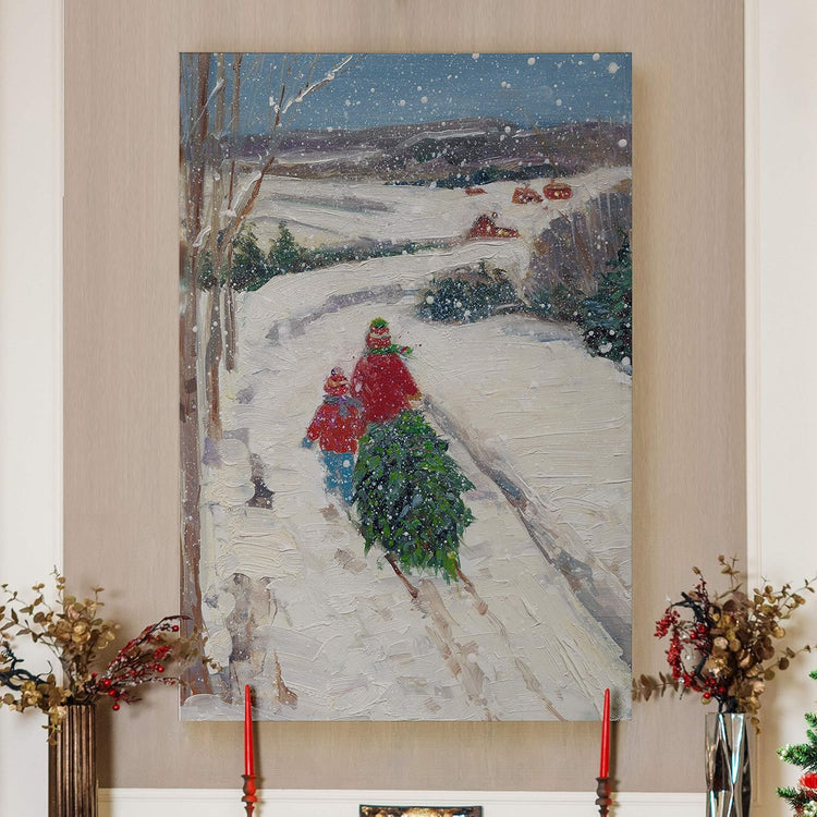 Abstract Christmas Decorations for Wall Our Tree Xmas Wall Hanging Canvas Prints for Bedroom Dining Living Room Office Home Kitchen Wall Decor - 24"X36" LT18