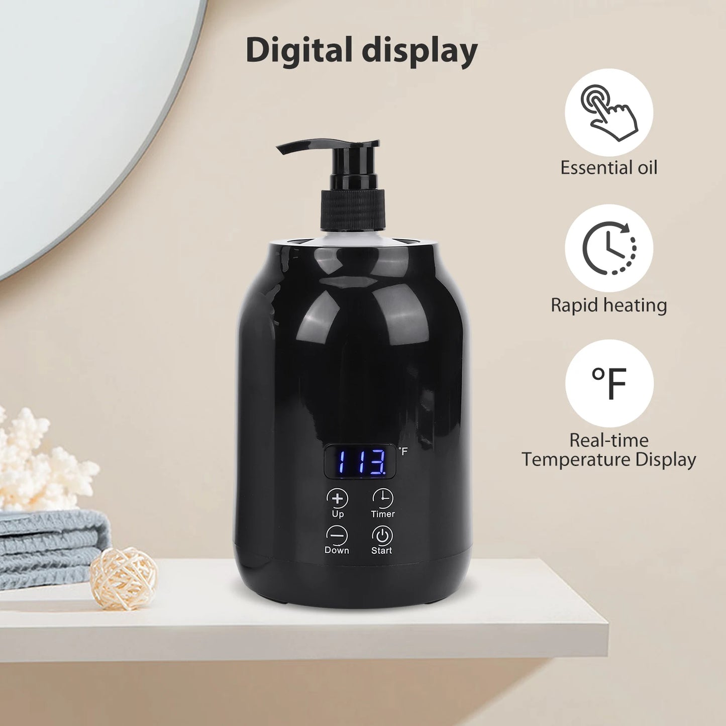 Massage Oil Warmer Electric Massage Oil Warmer LED Display Lotion Warmer Lotion Bottle Warmer with Timer Fast Heat Lotion Warmer