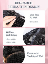 Seamless Clip in Hair Extensions - Human Hair Kinky Curly, 14 Inch 110G Natural Black, Ultra-Thin 0.8Mm PU Weft Real Human Hair Clip Ins
