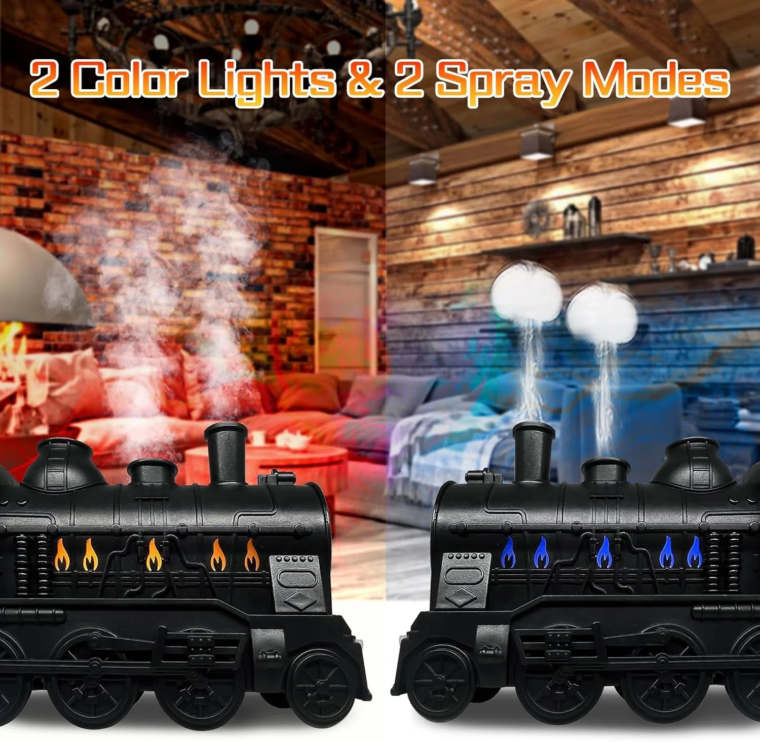 Essential Oil Diffuser for Home 300Ml, Train Shape Aromatherapy Diffuser with Remote Control,Cool Mist Humidifiers with 2 Lighting & 2 Mist Modes for Home Office Decor Kids Bedroom Black