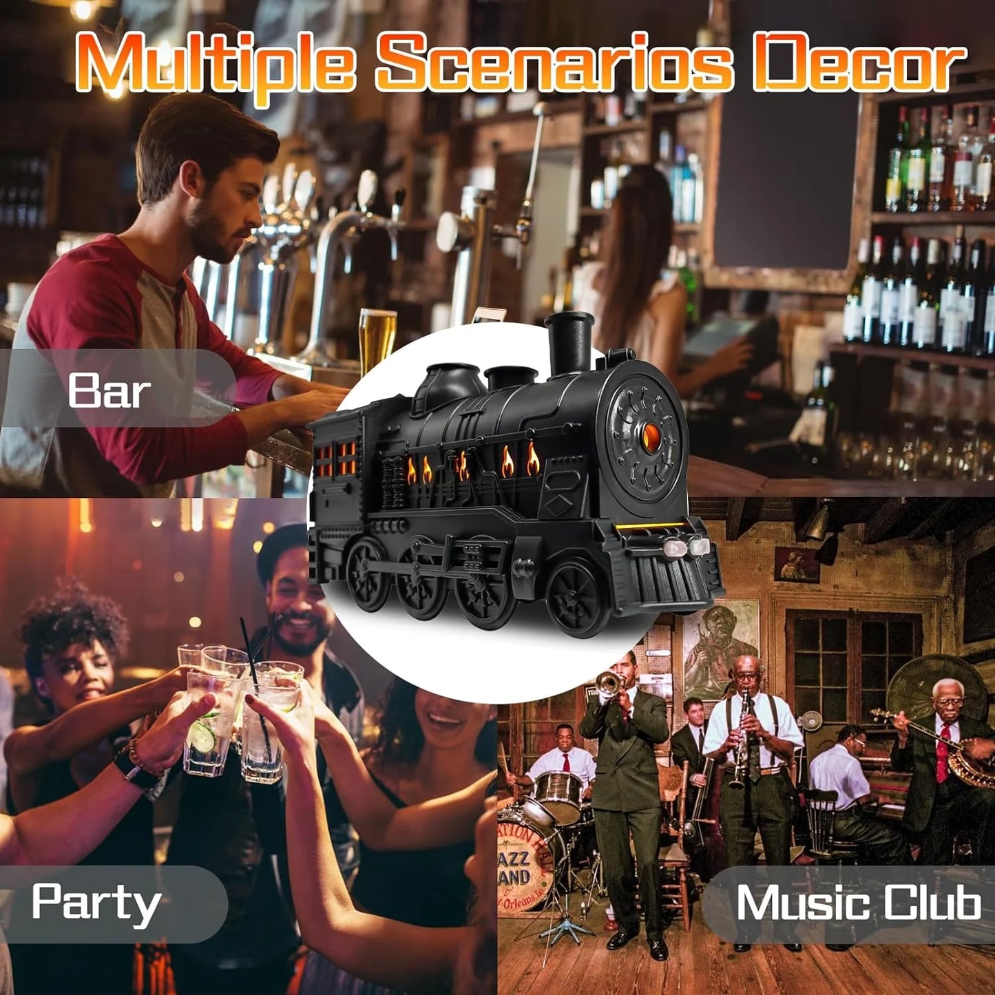 Essential Oil Diffuser for Home 300Ml, Train Shape Aromatherapy Diffuser with Remote Control,Cool Mist Humidifiers with 2 Lighting & 2 Mist Modes for Home Office Decor Kids Bedroom Black