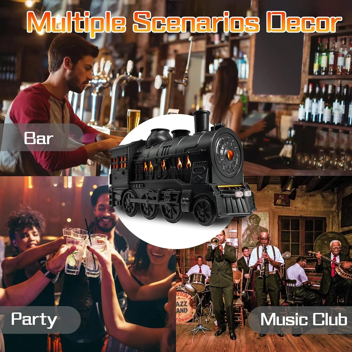 Essential Oil Diffuser for Home 300Ml, Train Shape Aromatherapy Diffuser with Remote Control,Cool Mist Humidifiers with 2 Lighting & 2 Mist Modes for Home Office Decor Kids Bedroom Black