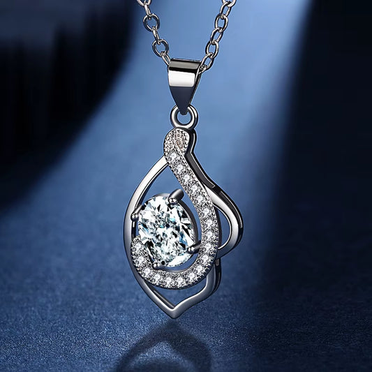 925 Sterling Silver Ruby Zircon Necklaces for Women Fashion Wedding Jewelry Gift