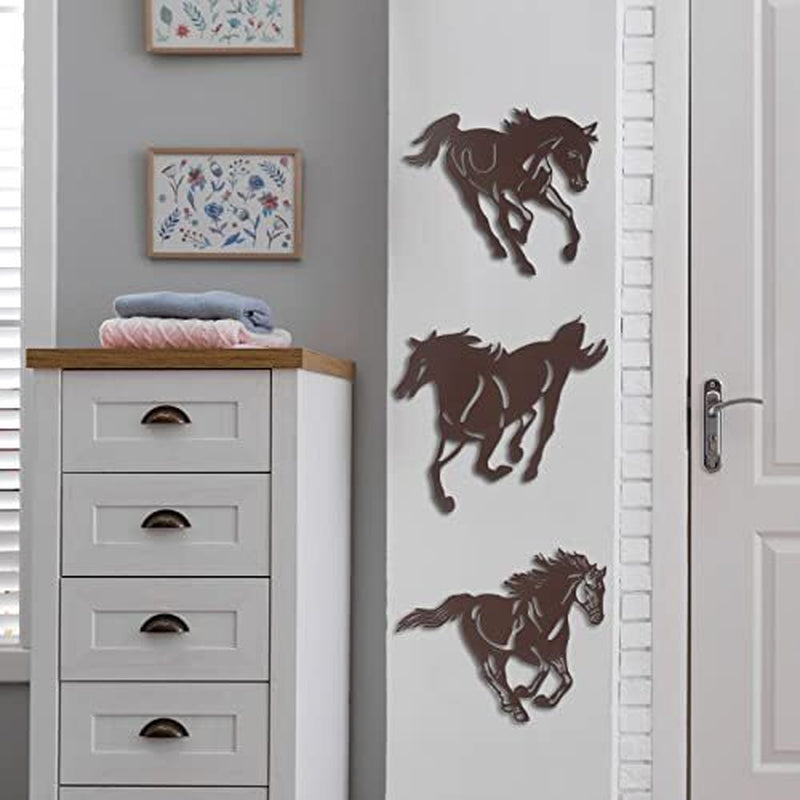 Metal Horse Wall Art Decor 3 Pcs Rustic Concise Western Horse Decoration Gall...