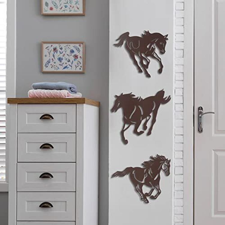 Metal Horse Wall Art Decor 3 Pcs Rustic Concise Western Horse Decoration Gall...