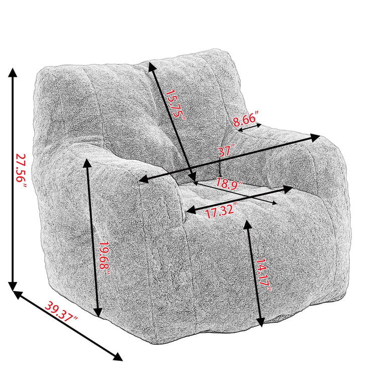 Bean Bag Upholstered Tufted Linen Chair with Memory Foam for Living Room, Bed Room, Study Room White