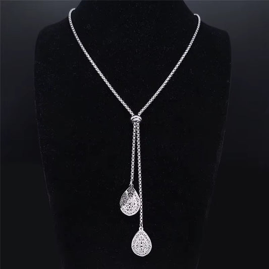 Fashion Stainless Steel Heart Necklace for Women Gold Color Long Necklace Jewelry Acero Inoxidable Joyeria Mujer N1525S03