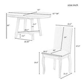 Round Dining Table Set,(5-Piece)Wood Farmhouse round Extendable Dining Table and 4 Upholstered Dining Chairs for 4 to 6 Person, Dining Room Table Set for Kitchen Room Dining Room(Espresso)