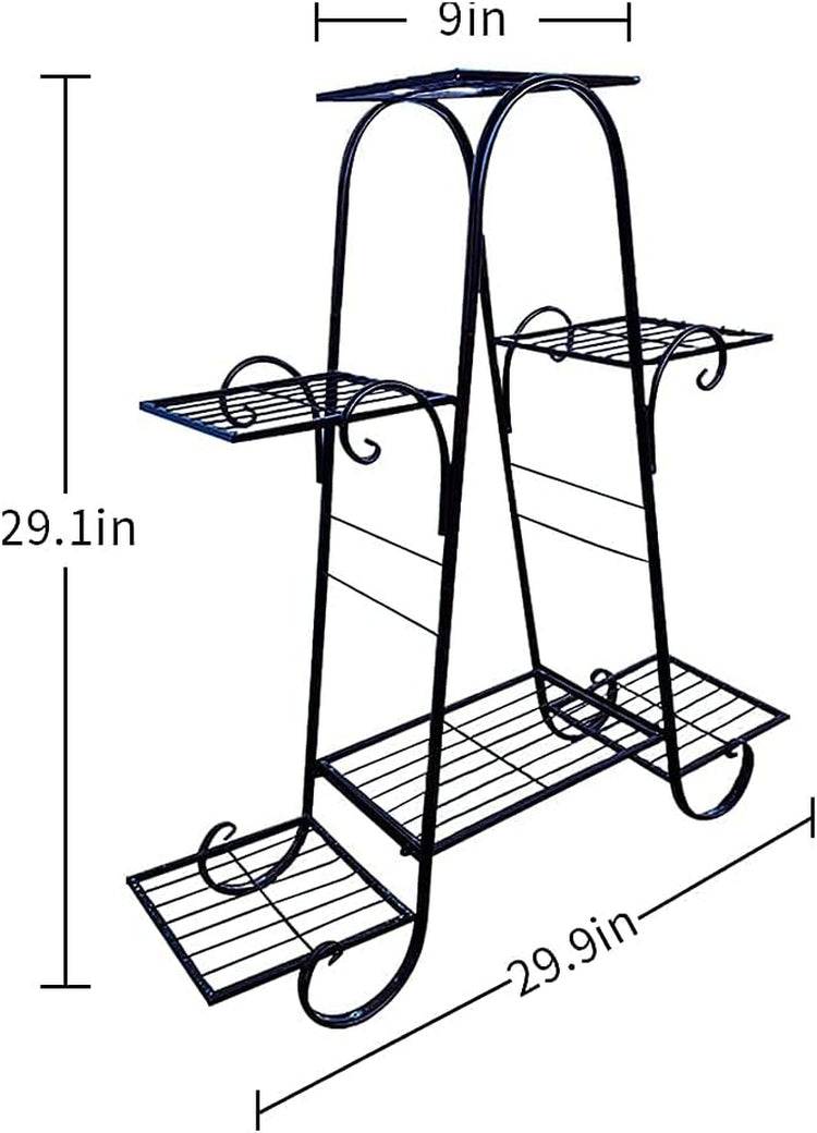Metal Plant Stand, 6 Tier, 29.9 X 9 X 29.1 In, Black