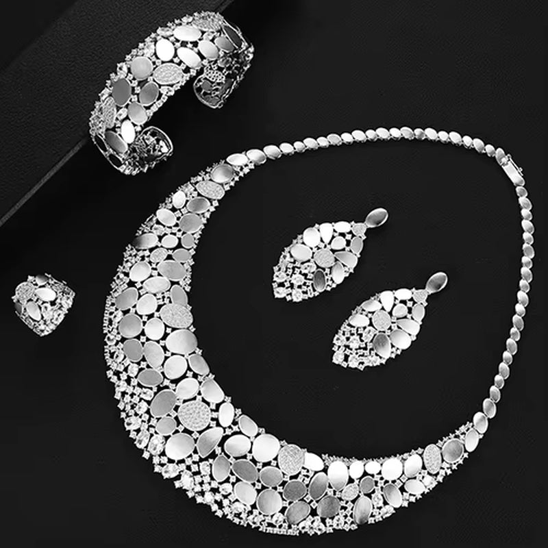 Famous Brand Bling Sequins Luxury Africa Dubai Jewelry Sets for Women Wedding Party Zircon Wedding Bridal Jewelry Set Gift