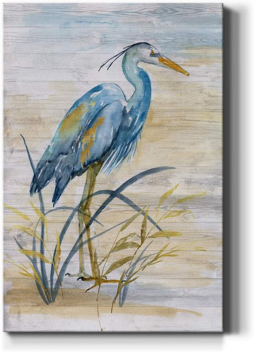 Canvas Animal Wall Art Modern Paintings & Prints Decorations Blue Resting Heron Abstract Nature Wall Hanging Artwork for Bedroom Living Room Office Kitchen - 18"X27" LT02