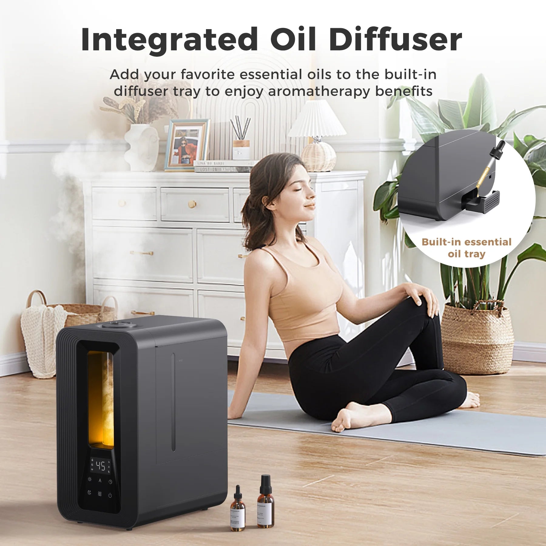 6L Cool Mist Humidifier, Quiet Ultrasonic Humidifiers for Bedroom, Large Capacity with Oil Diffuser for Home Large Room