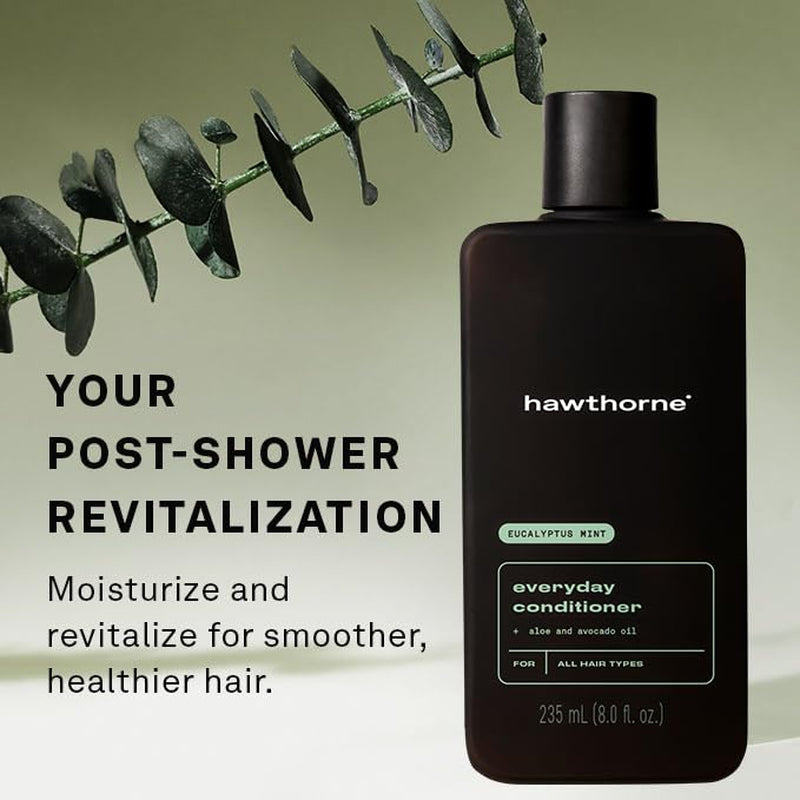 Men'S Everyday Conditioner. for Stronger, Smoother, Healthier Hair with Plant-Derived Glycerin. Mint and Eucalyptus Scent. Natural, Sulfate Free, Paraben Free. 2-Pack.