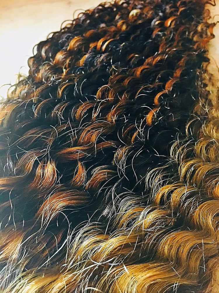 Human Hair Wig 13X4 Transparent Lace Wig Highlight Color Deep Wave 22Inches 180% Density