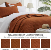 Queen Quilt Bedding Set with Pillow Shams, Full Queen Size Quilt Brunt Orange, Lightweight Bedspreads Soft Reversible Coverlet for All Season 3Pcs Rust Diamond Quilted Bed Set(90"X96")