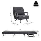 Folding Convertible Sleeper Bed Chair, Living Room, Den, or Dorm Room, Gray