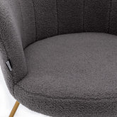 Faux Fur Vanity Accent Chair, Furry Makeup Chair with Back for Bedroom Makeup Room, Shell Shaped Living Room Chair Corner Chair with Golden Metal Legs, Grey