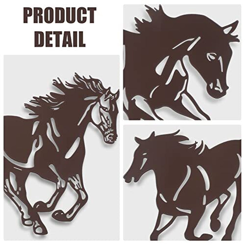 Metal Horse Wall Art Decor 3 Pcs Rustic Concise Western Horse Decoration Gall...