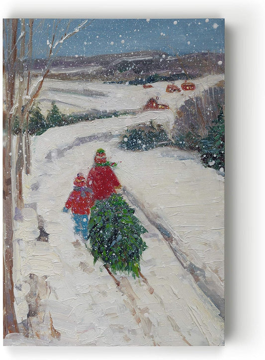 Abstract Christmas Decorations for Wall Our Tree Xmas Wall Hanging Canvas Prints for Bedroom Dining Living Room Office Home Kitchen Wall Decor - 24"X36" LT18