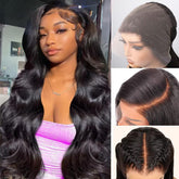 28 Inch Body Wave 13X6 Full Lace Frontal Wigs Human Hair 12A Brazilian Virgin Body Wave 13X6 HD Transparent Lace Front Wigs Human Hair Pre Plucked with Baby Hair Pre Bleached Tiny Knots