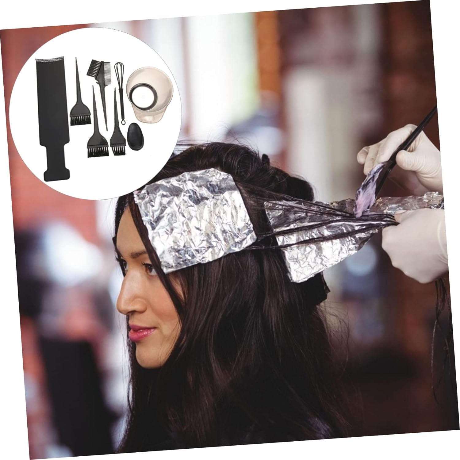 1Set Hair Dyeing Tools Hair Color Brush and Bowl Kit for and Salon Use Includes Mixing Spoon and Highlighting Board Random Style