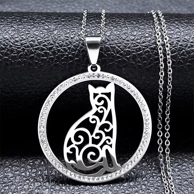 Tree of Life Crystal Stainless Steel Statement Necklace Women Silver Color Necklace Jewelry Christmas Gift Collar Mujer N49S03