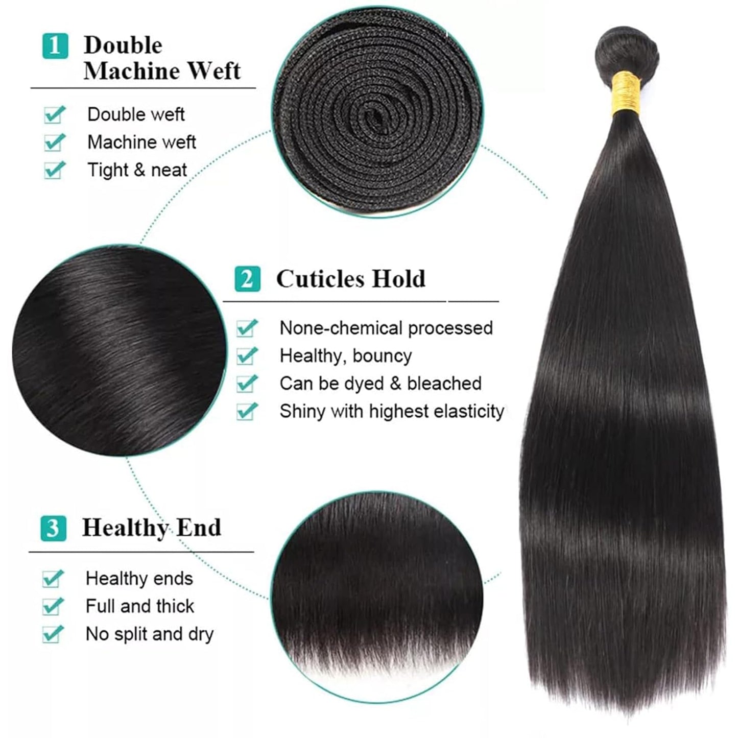 Straight Bundles Human Hair 28 Inch Single Bundles Hair Extensions 100% Unprocessed Human Hair One Bundle Silky Straight 12A Brazilian