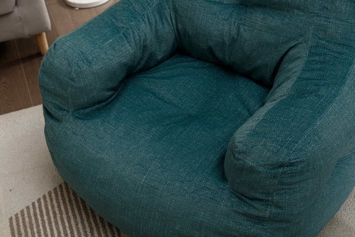 Bean Bag Upholstered Tufted Linen Chair with Memory Foam for Living Room, Bed Room, Study Room Green