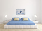 Coastal Canvas Wall Art - Blue and White Whale Paintings - Modern Abstract Tropical Fish Pictures with Textured for Bathroom Bedroom Living Room Decor