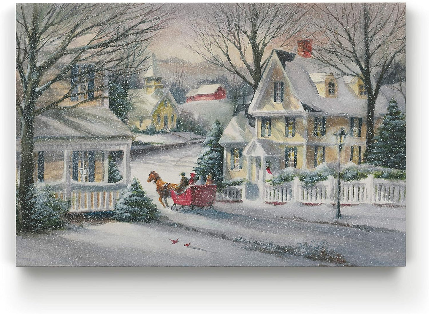 Canvas Wall Art Paintings for Home Decorations Snowy Village Sleigh Ride Wall Hanging Abstract Prints for Bedroom Dining Living Room Office Home Kitchen Wall Decor - 24"X36" LT18