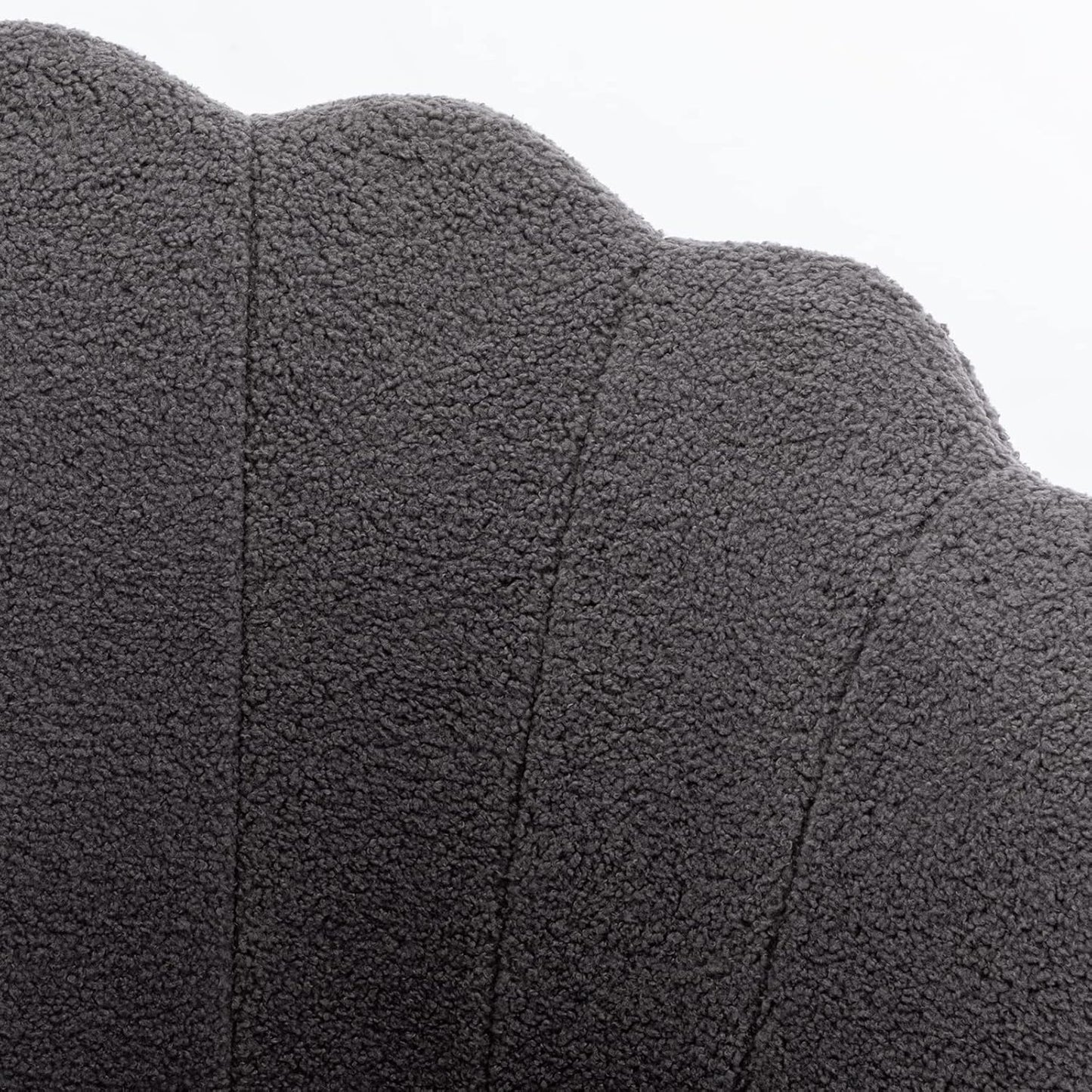 Faux Fur Vanity Accent Chair, Furry Makeup Chair with Back for Bedroom Makeup Room, Shell Shaped Living Room Chair Corner Chair with Golden Metal Legs, Grey