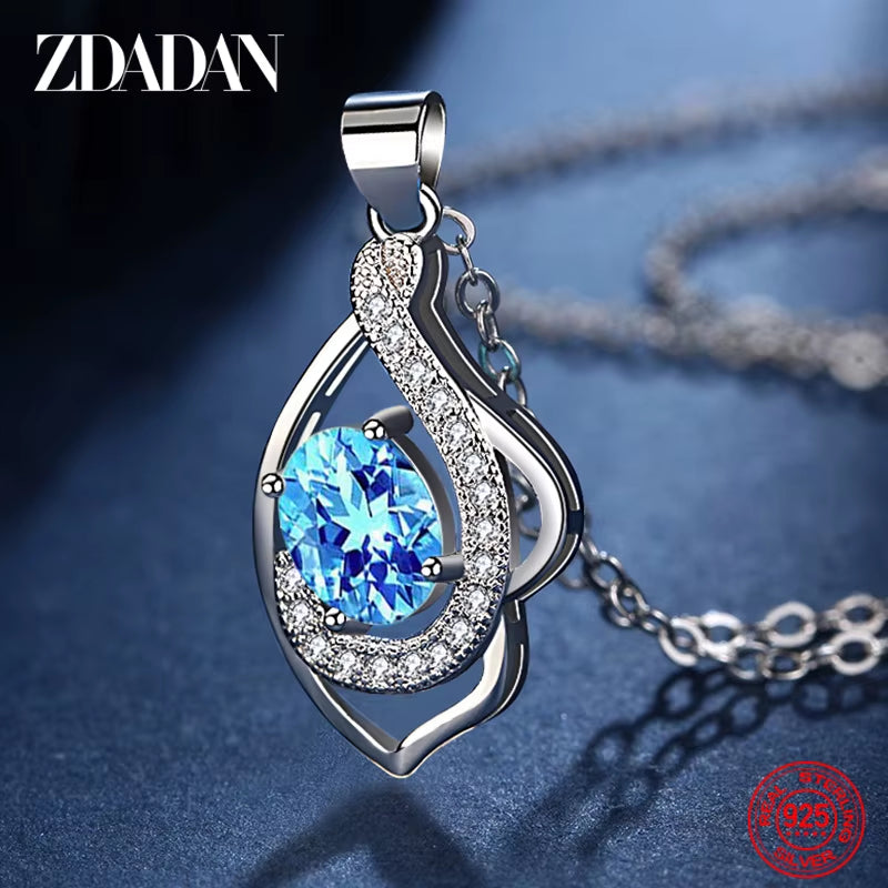 925 Sterling Silver Ruby Zircon Necklaces for Women Fashion Wedding Jewelry Gift
