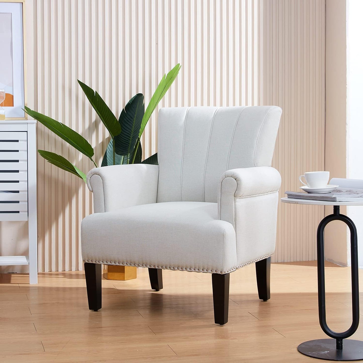 Living Room Accent Chair with Armrests, Modern Accent Chair, Living Room Chairs, Armchairs for Living Room, Office, Beige