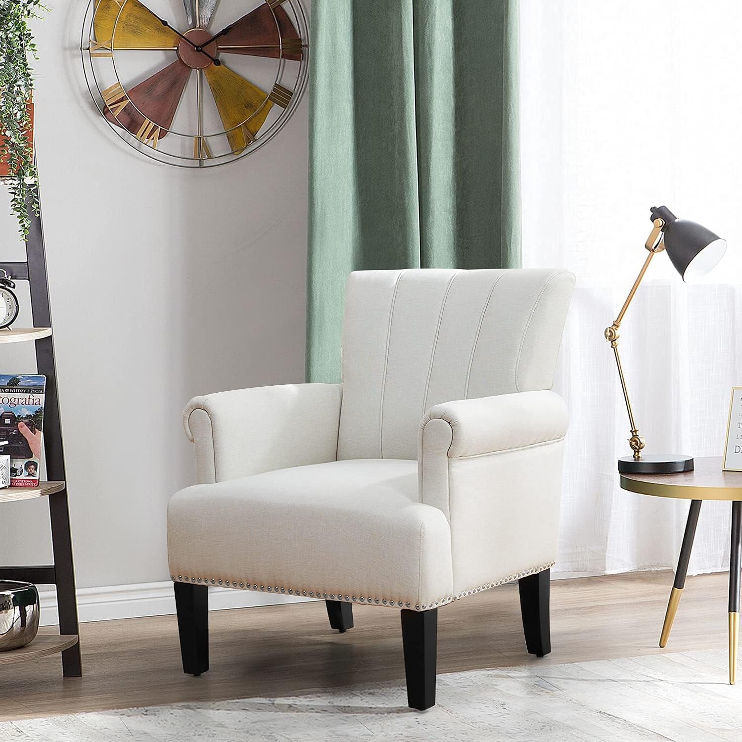 Living Room Accent Chair with Armrests, Modern Accent Chair, Living Room Chairs, Accent Chairs for Living Room, Beige