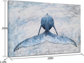 Coastal Canvas Wall Art - Blue and White Whale Paintings - Modern Abstract Tropical Fish Pictures with Textured for Bathroom Bedroom Living Room Decor