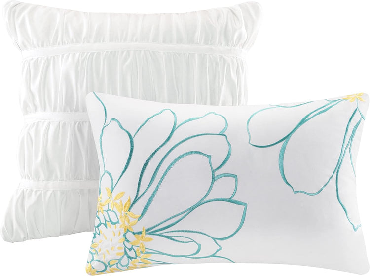 Comforter Set Twin, Waterfall Multi Layers Ruffle Comforter Set, Shabby Chic Preppy Bedding Set, Soft Twin Comforter Set for Teen Girls, Toss Pillow, Twin/Twin XL White 4 Piece