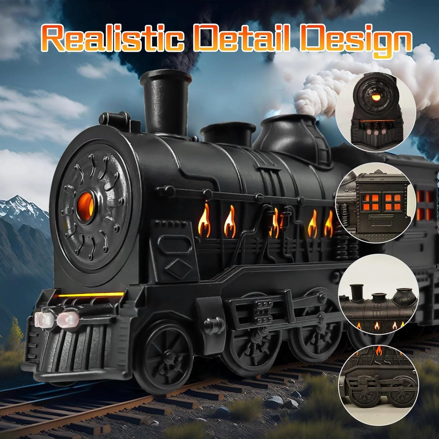 Essential Oil Diffuser for Home 300Ml, Train Shape Aromatherapy Diffuser with Remote Control,Cool Mist Humidifiers with 2 Lighting & 2 Mist Modes for Home Office Decor Kids Bedroom Black